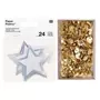 RICO DESIGN 24 étiquettes à suspendre étoiles argentées + 150 punaises dorées
