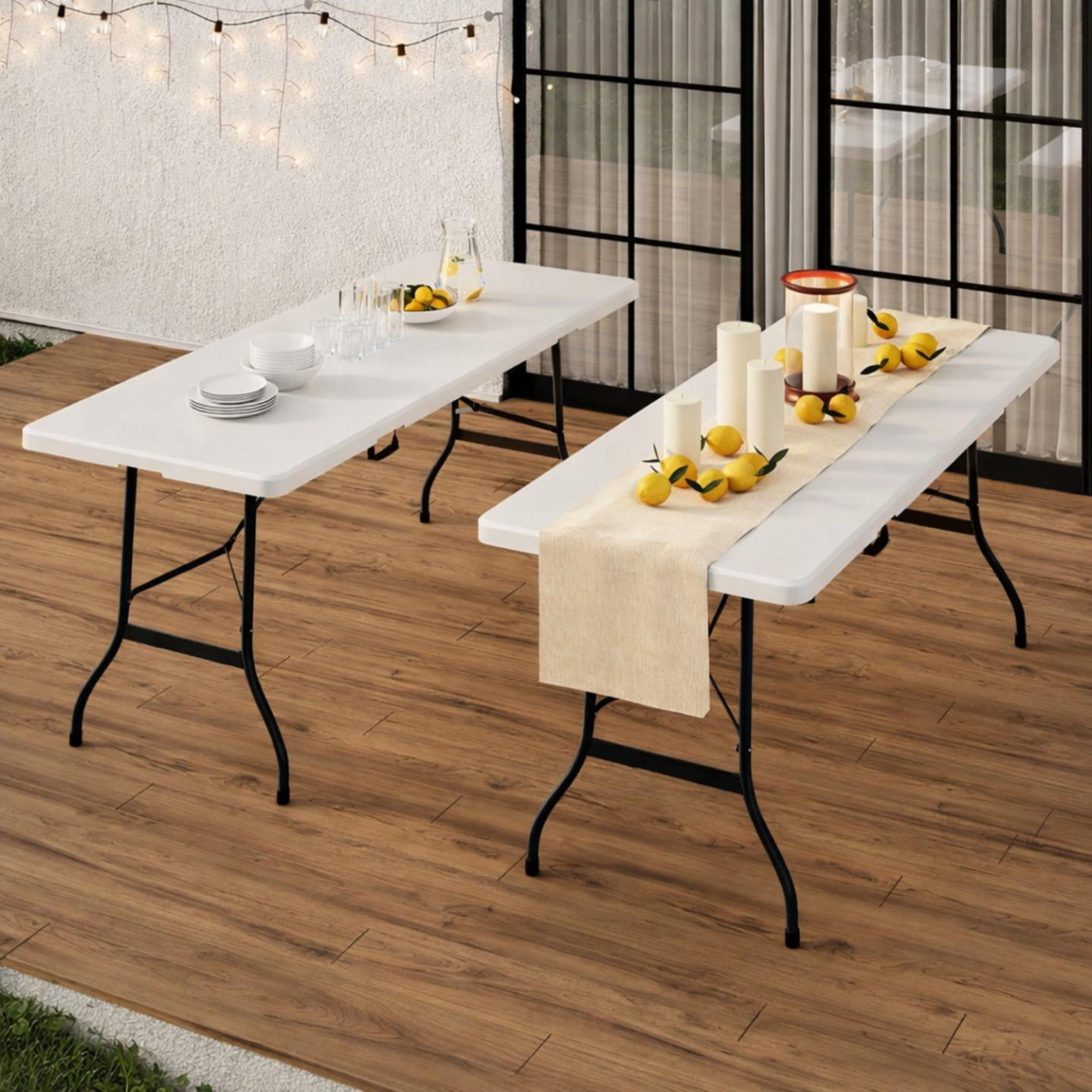 Voir la diapositive 3 : ID MARKET Table pliante d'appoint portable 180 cm pour camping ou réception