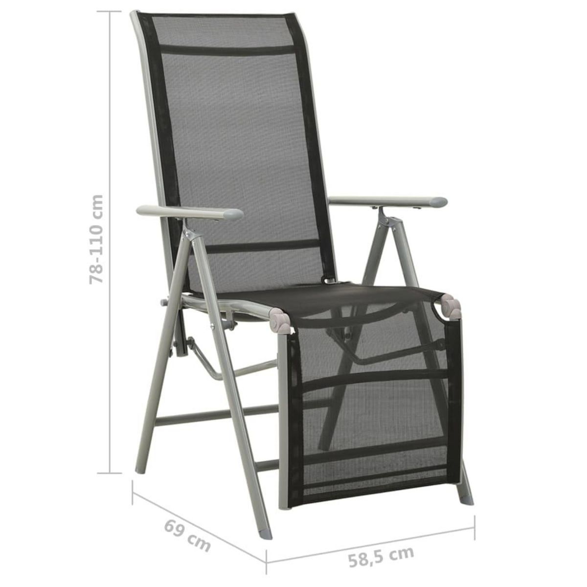 VIDAXL Chaises de jardin lot de 2 Textilene et aluminium Argente