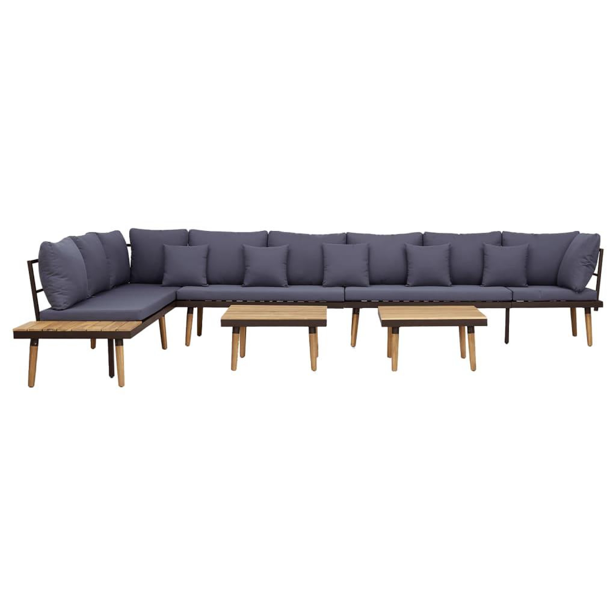 Voir la diapositive 3 : VIDAXL Salon de jardin a 8 places avec coussins Bois d'acacia solide