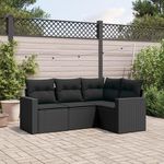VIDAXL Salon de jardin 4 pcs avec coussins noir resine tressee