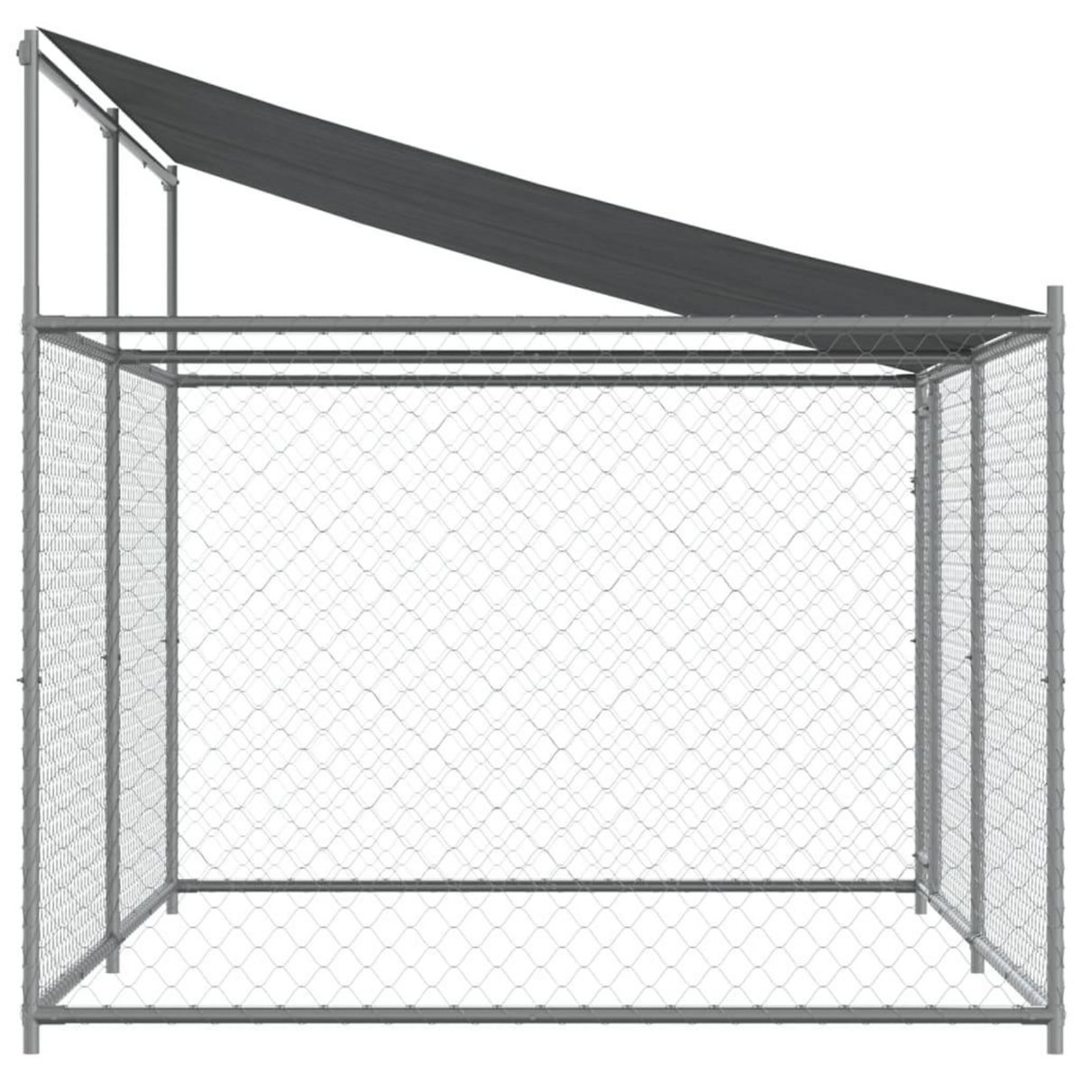 VIDAXL Cage pour chien avec toit et porte gris 4x2x2 m acier galvanise