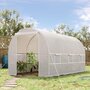 Voir la diapositive 2 : OUTSUNNY Serre de jardin tunnel surface sol 8 m² 4 x 2 x 2 m châssis tubulaire renforcé 18 mm 6 fenêtres blanc
