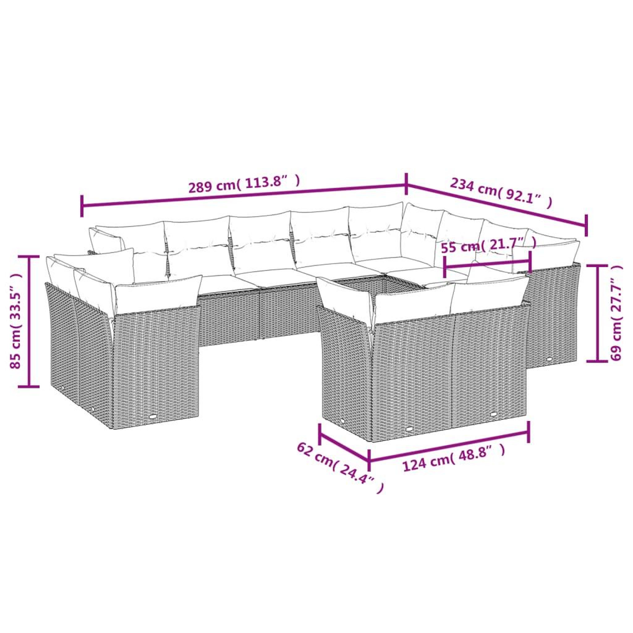 Voir la diapositive 4 : VIDAXL Salon de jardin avec coussins 12 pcs marron resine tressee