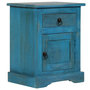 Voir la diapositive 1 : VIDAXL Table de chevet Bois de manguier massif 40x30x50 cm Bleu