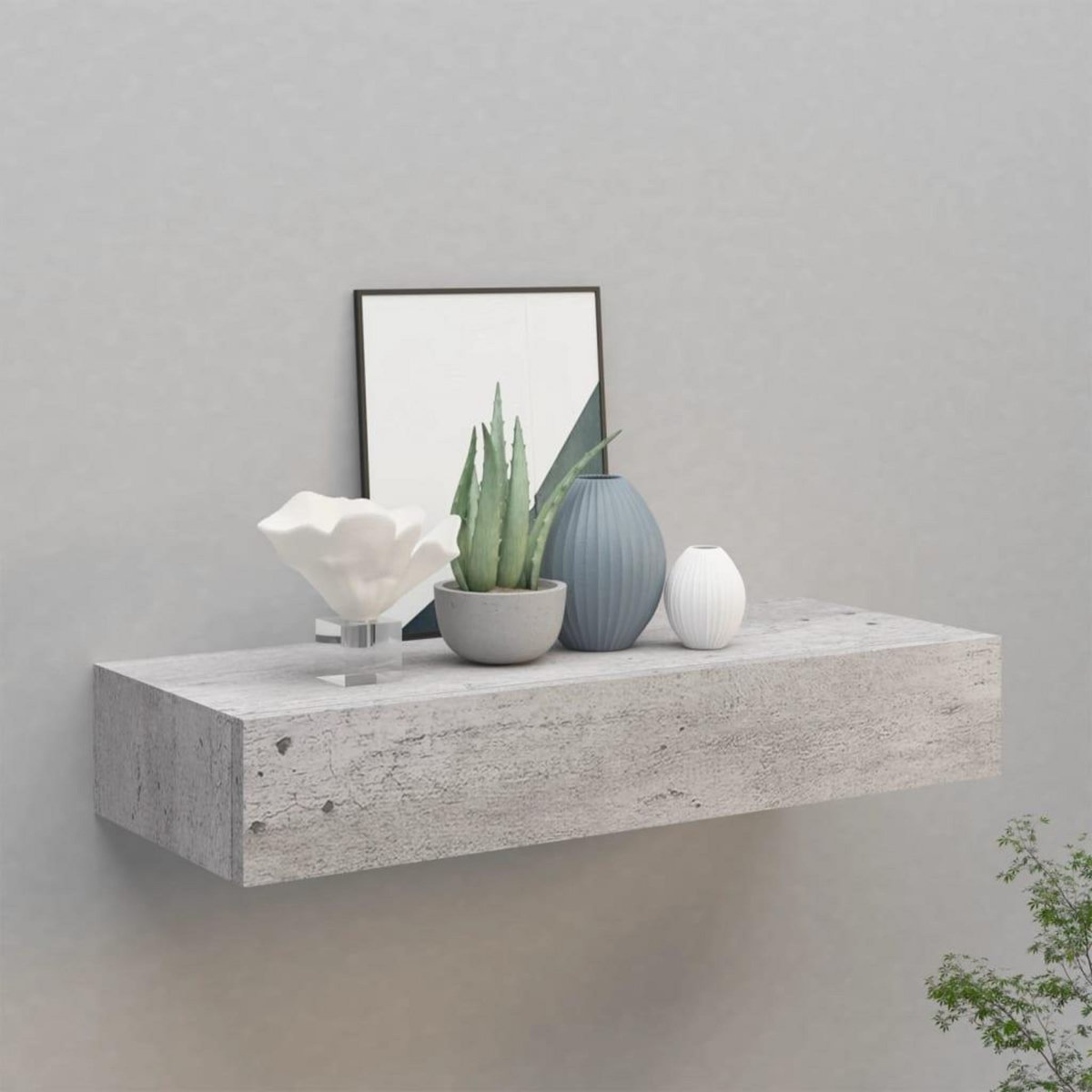 VIDAXL Etagere a tiroir murale Gris beton 60x23,5x10 cm MDF