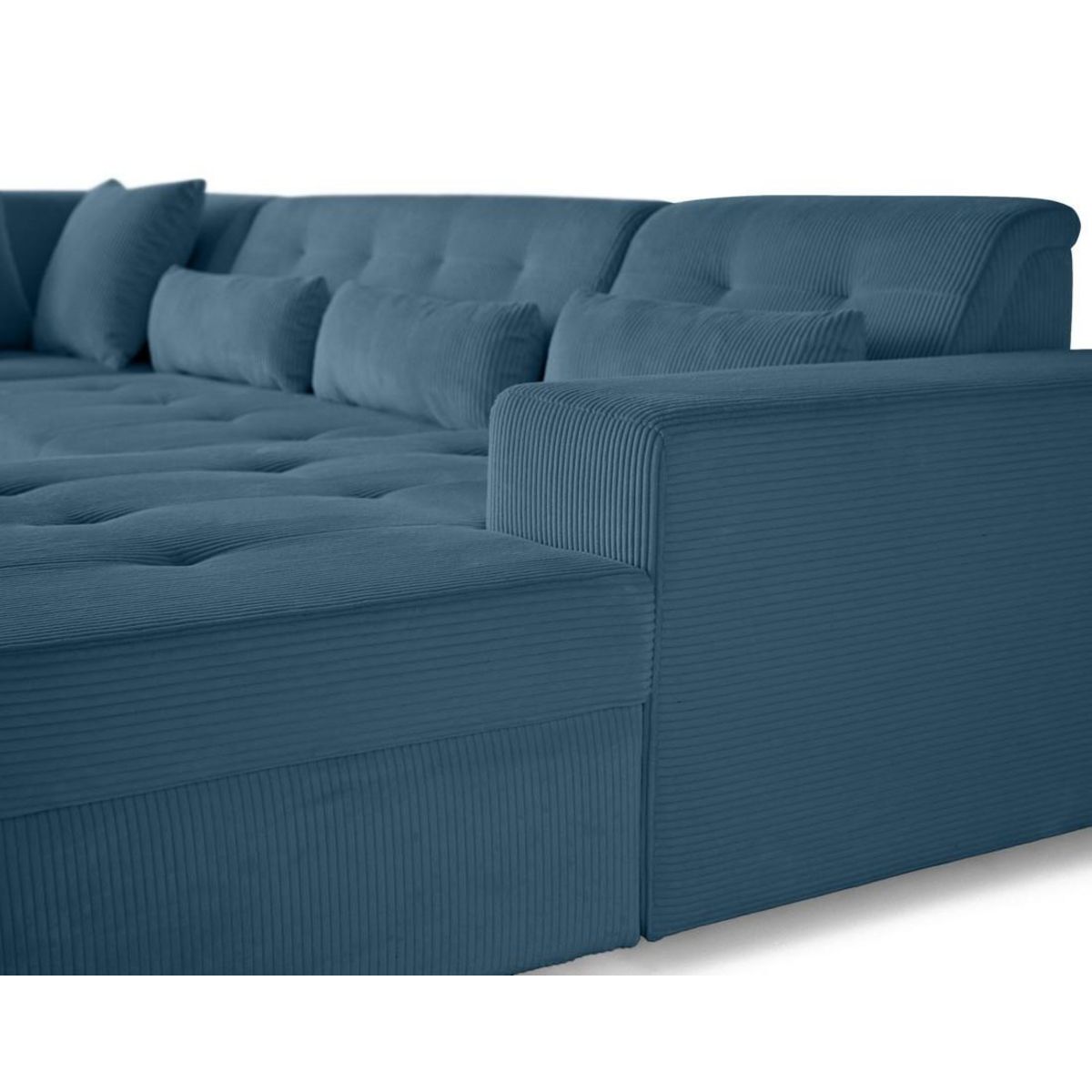 LISA DESIGN Vermont - canapé panoramique d'angle gauche - 7 places - en velours côtelé