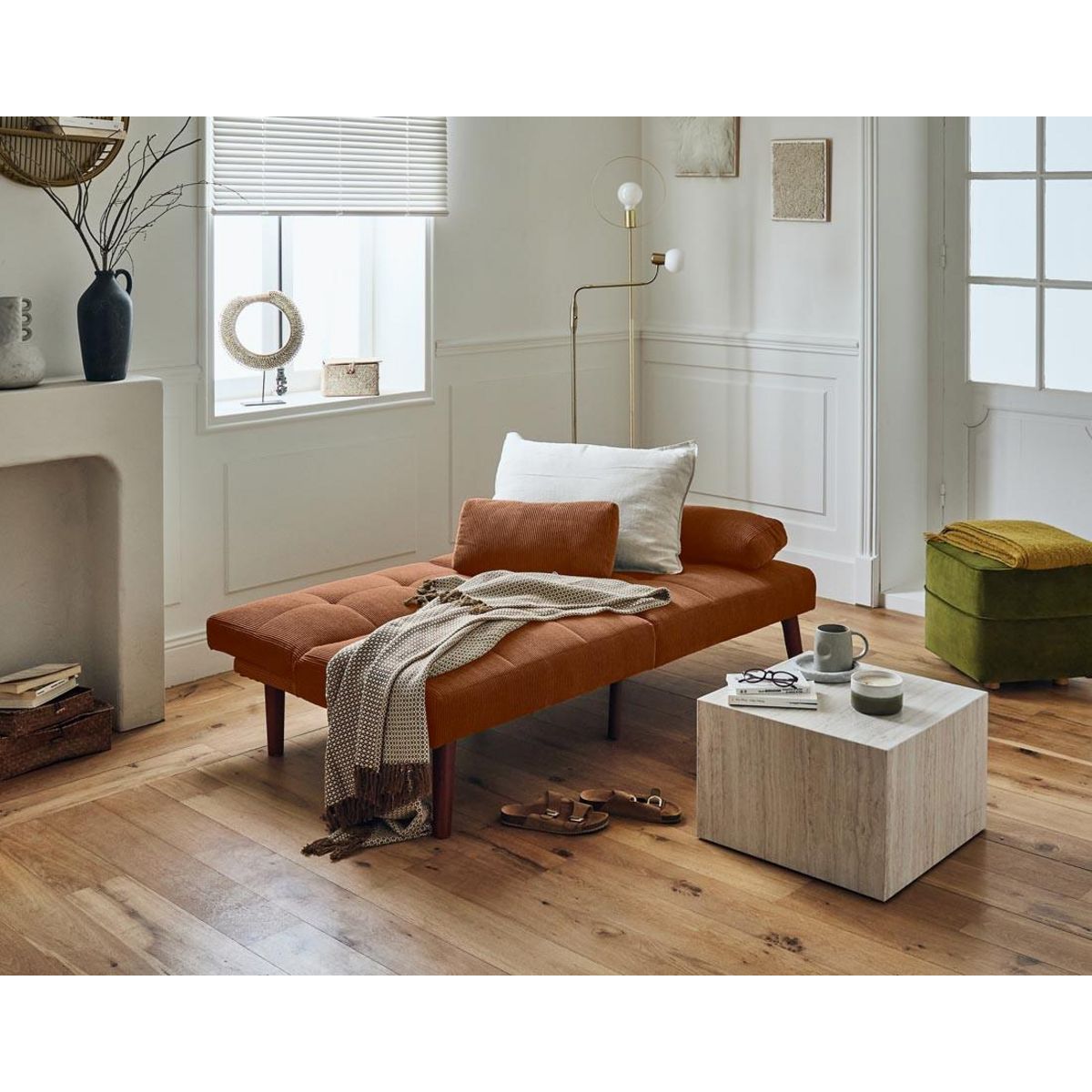 BEST MOBILIER Philae - canapé convertible clic-clac 2 places - velours côtelé