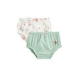 Petit Béguin Lot de 2 bloomers bébé en gaze de coton Arya. Coloris disponibles : Vert