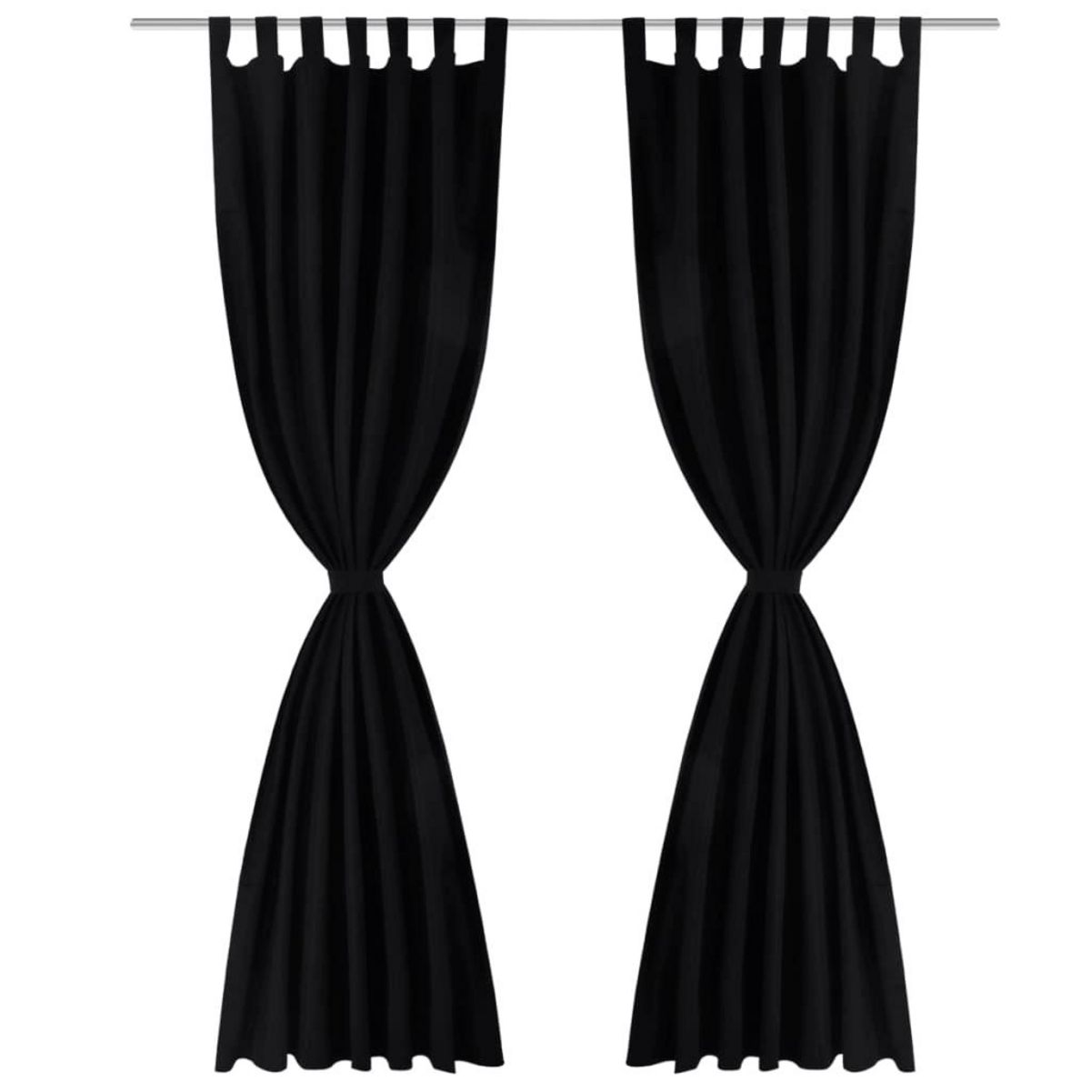 VIDAXL 2 pcs Rideau a Passant Micro Satin Noir 140 x 225 cm
