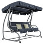 Voir la diapositive 1 : OUTSUNNY Balancelle de jardin 3 places convertible toit inclinaison réglable 2 tablettes support coussins acier polyester gris