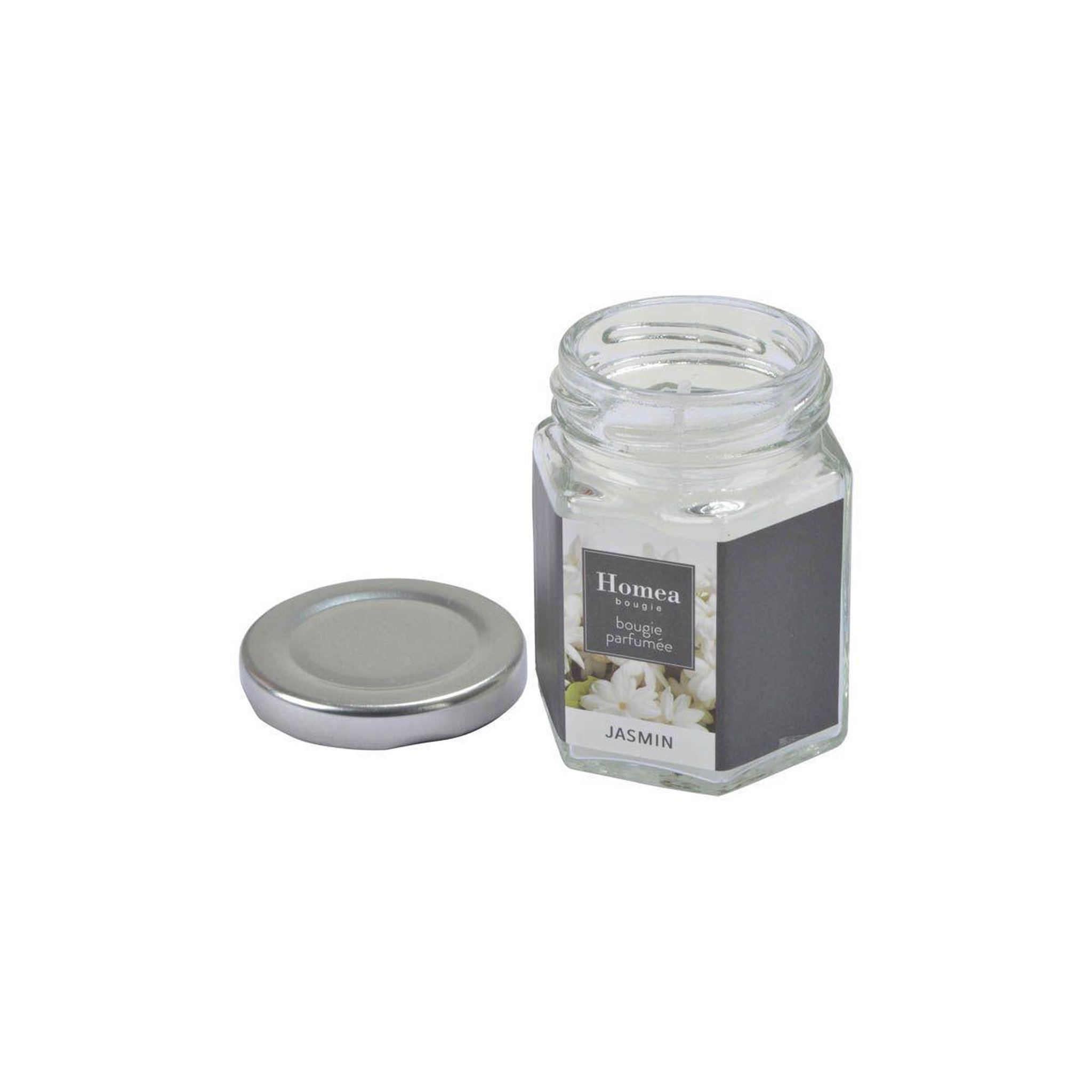 Voir la diapositive 2 : HOMEA Bougie verrine parfumée  essentiel ii  7cm jasmin