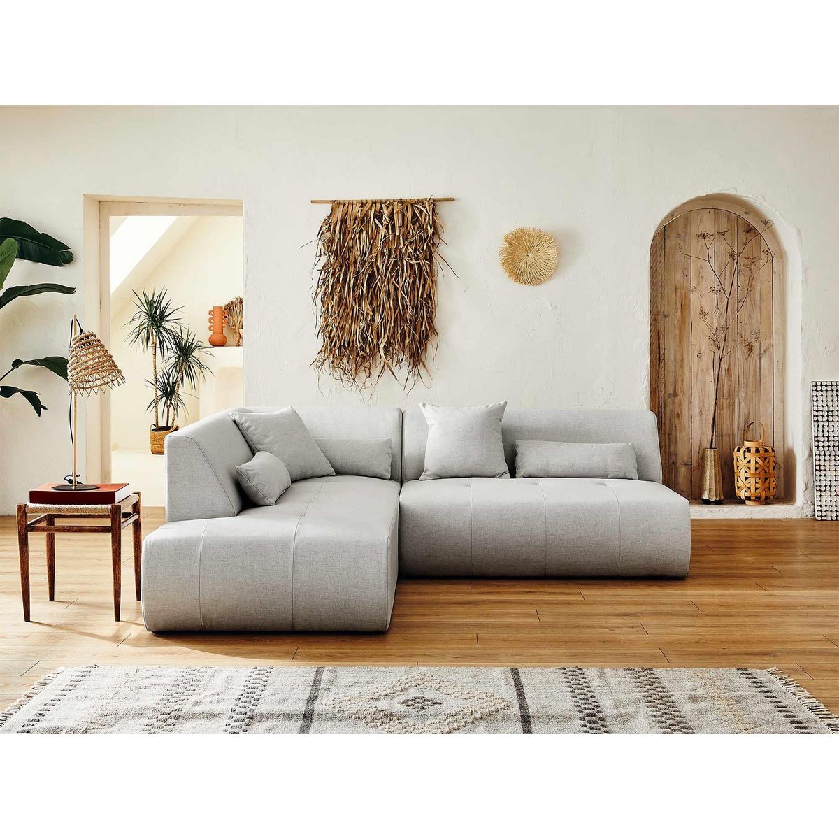 LISA DESIGN Onyx - canapé modulable d'angle gauche 5 places - en tissu