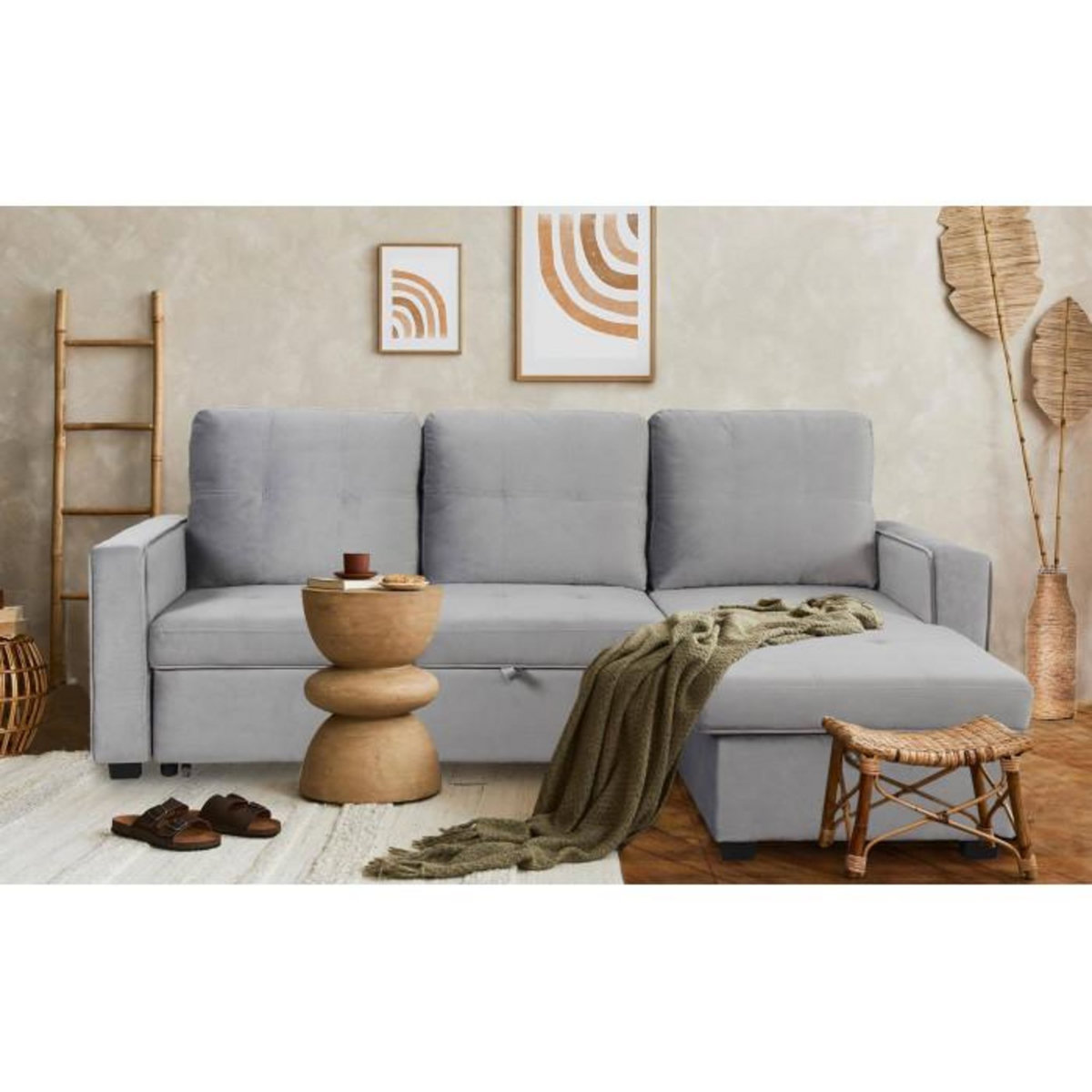 Paris Prix Canapé d'Angle Convertible  Rabano  230cm Argent