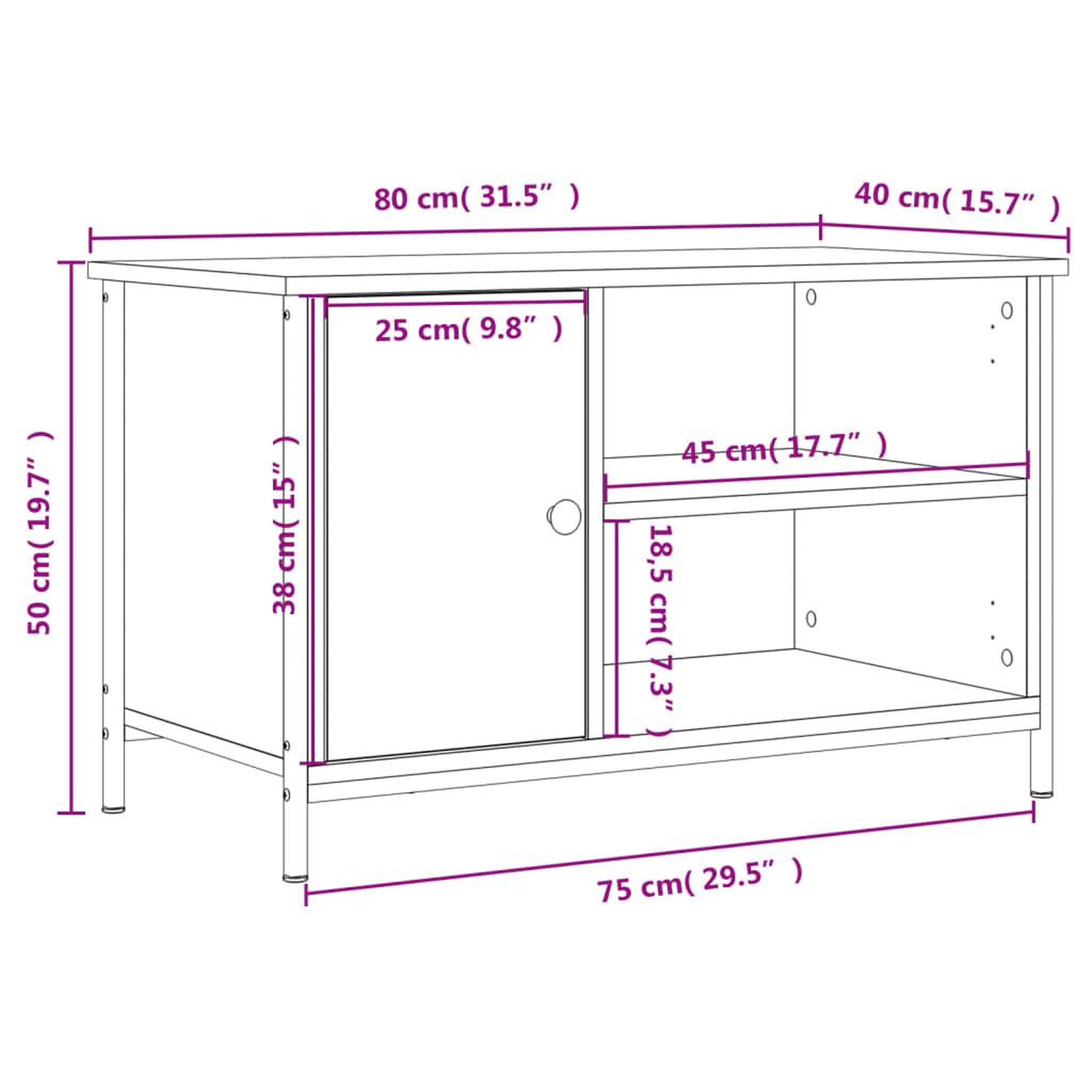 Voir la diapositive 6 : VIDAXL Meuble TV Chene sonoma 80x40x50 cm Bois d'ingenierie