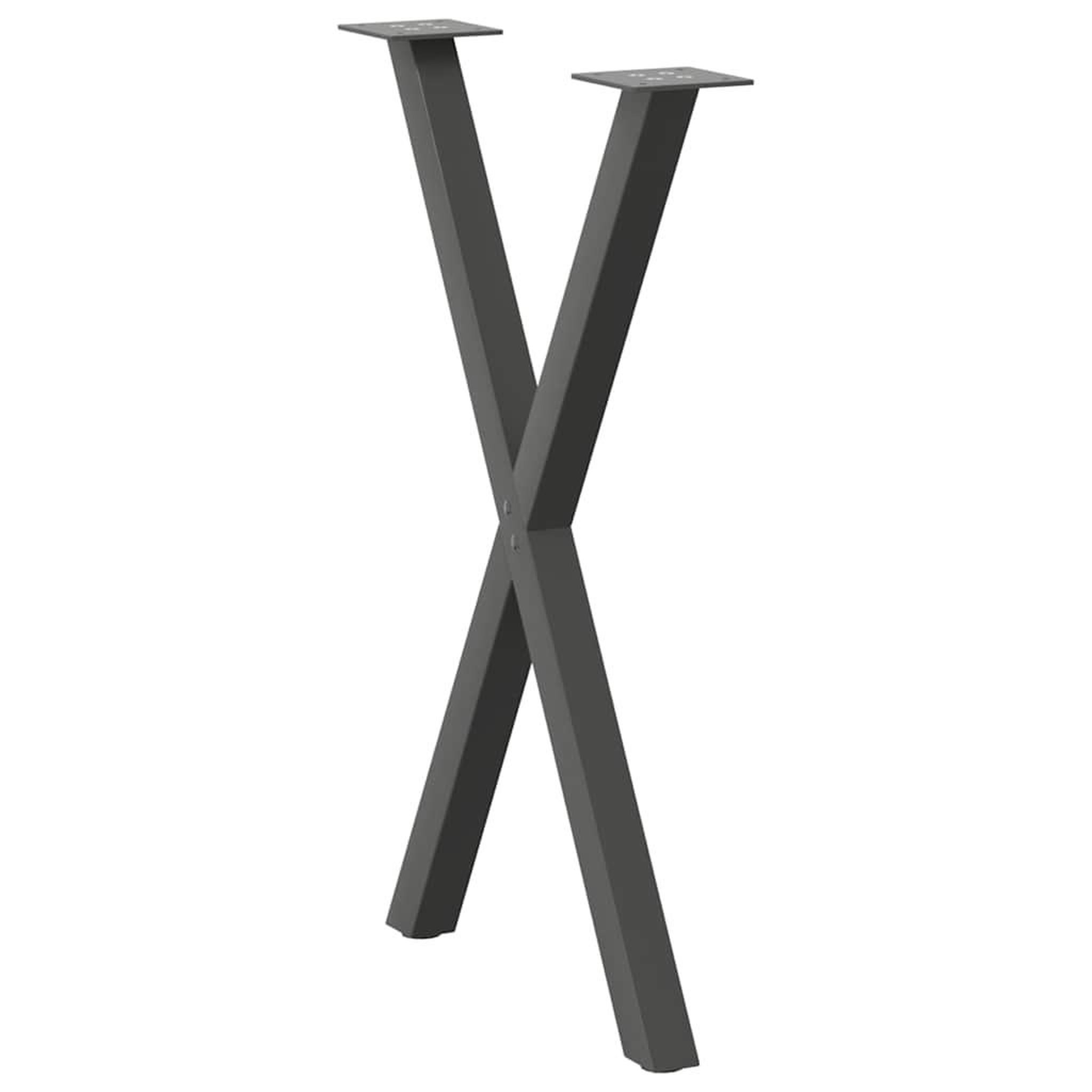 Voir la diapositive 4 : VIDAXL Pieds de table a manger forme de X 2 pcs 57x(72-73) cm acier