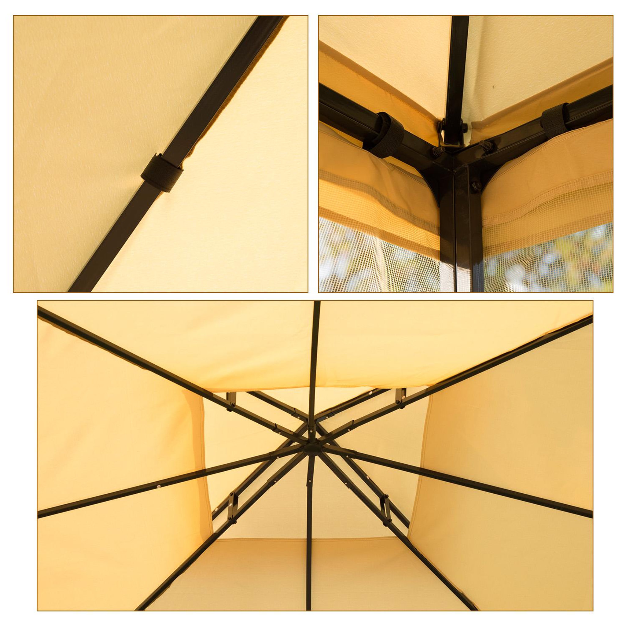 Voir la diapositive 6 : OUTSUNNY Tonnelle barnum style colonial double toit toiles moustiquaires amovibles 3L x 3l x 2,65H m beige noir