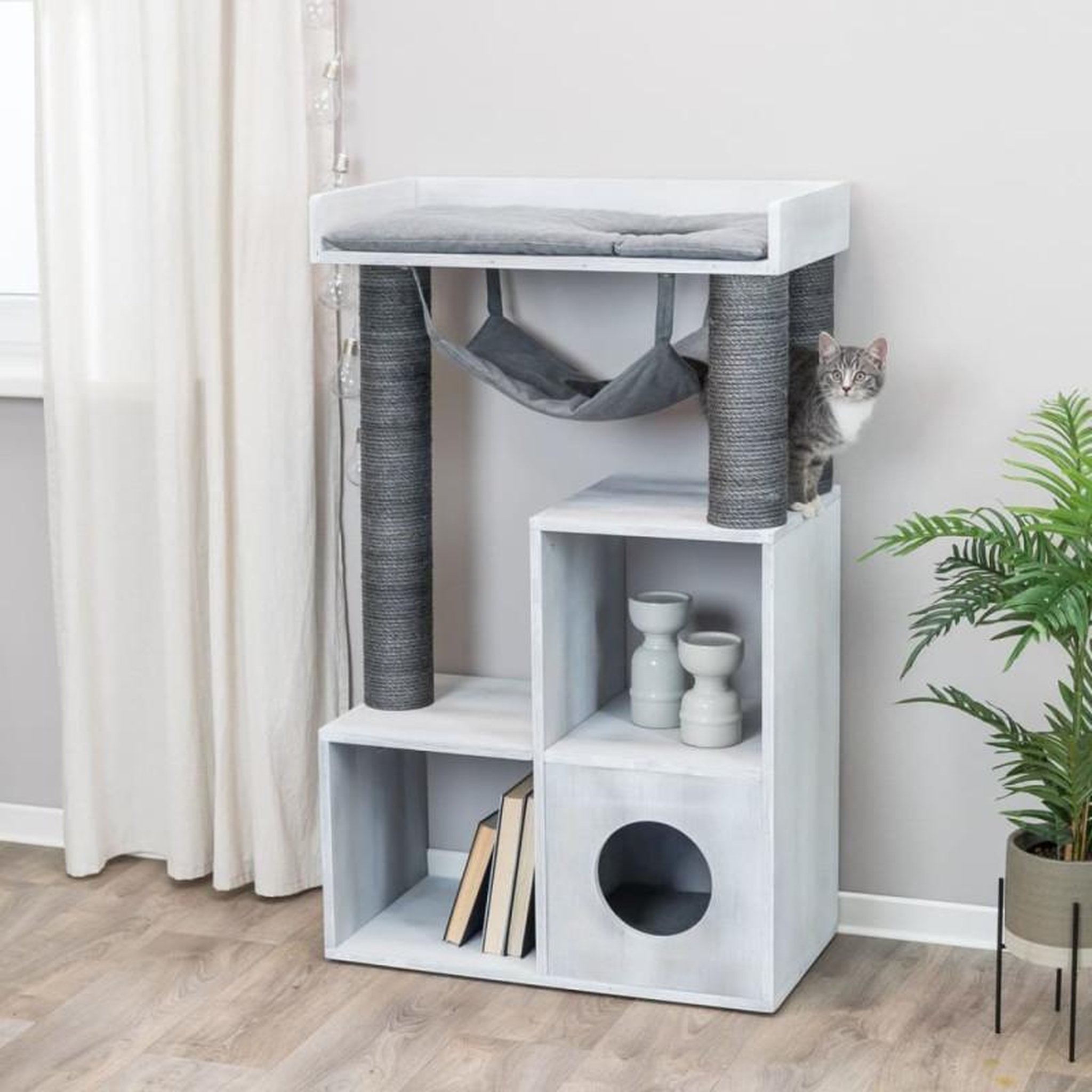 Voir la diapositive 4 : Trixie TRIXIE Griffoir pour chat avec fonction d étagère 72x38x110 cm Gris
