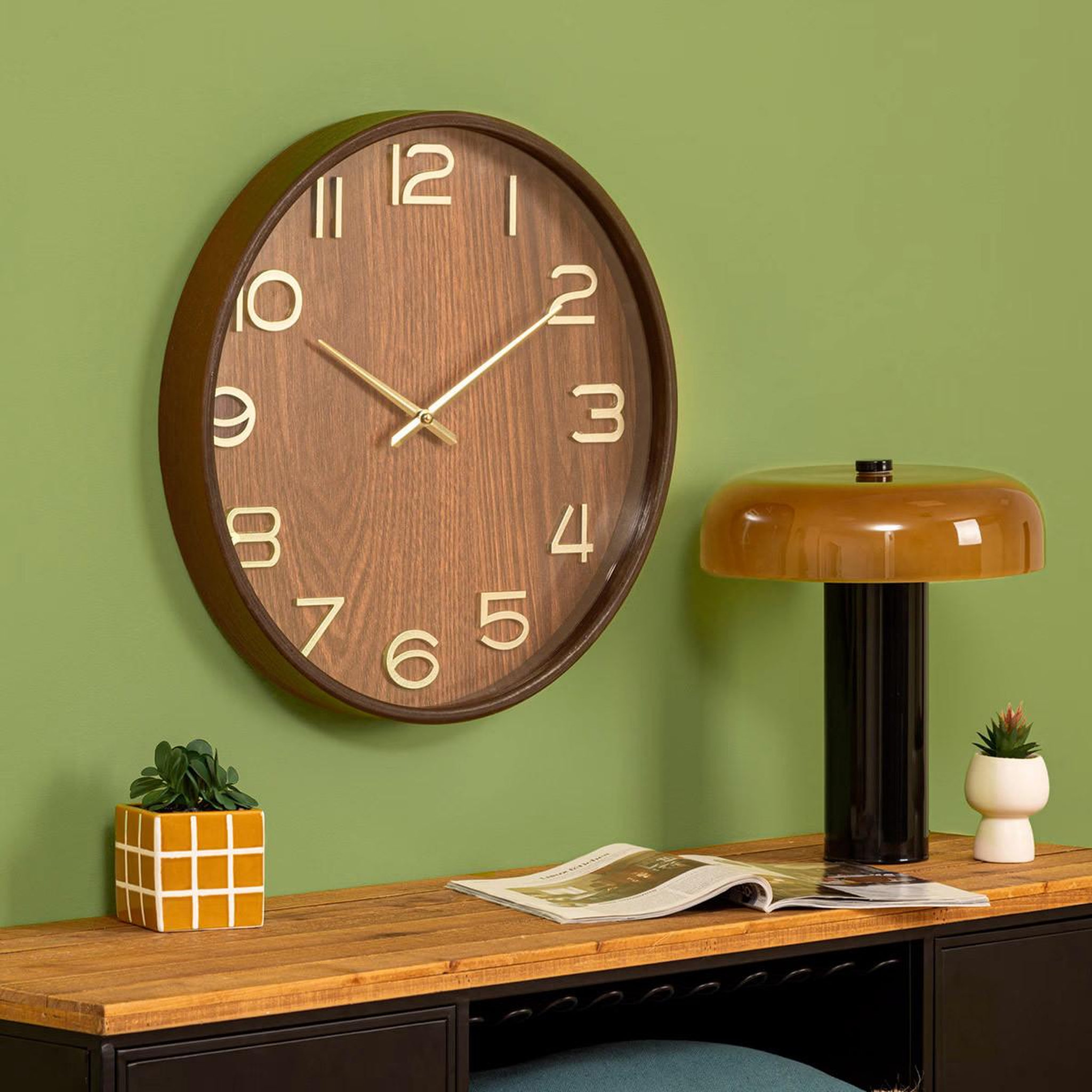 Voir la diapositive 4 : ATMOSPHERA Horloge murale design  ivana  55cm marron