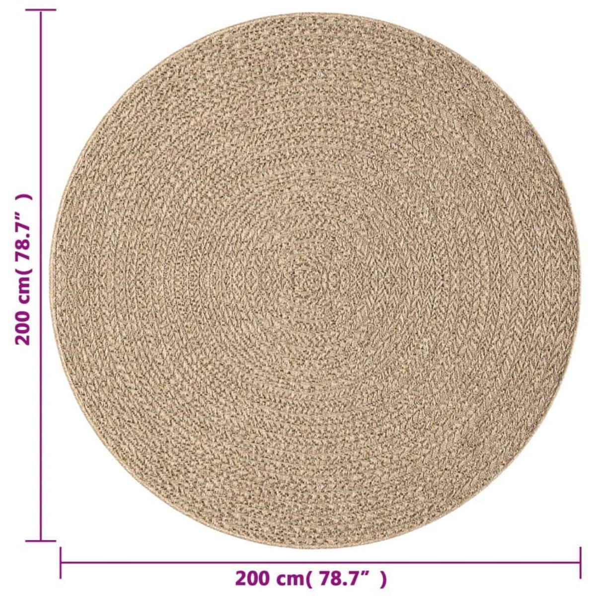 VIDAXL Tapis ZIZUR Ø 200 cm aspect de jute interieur et exterieur