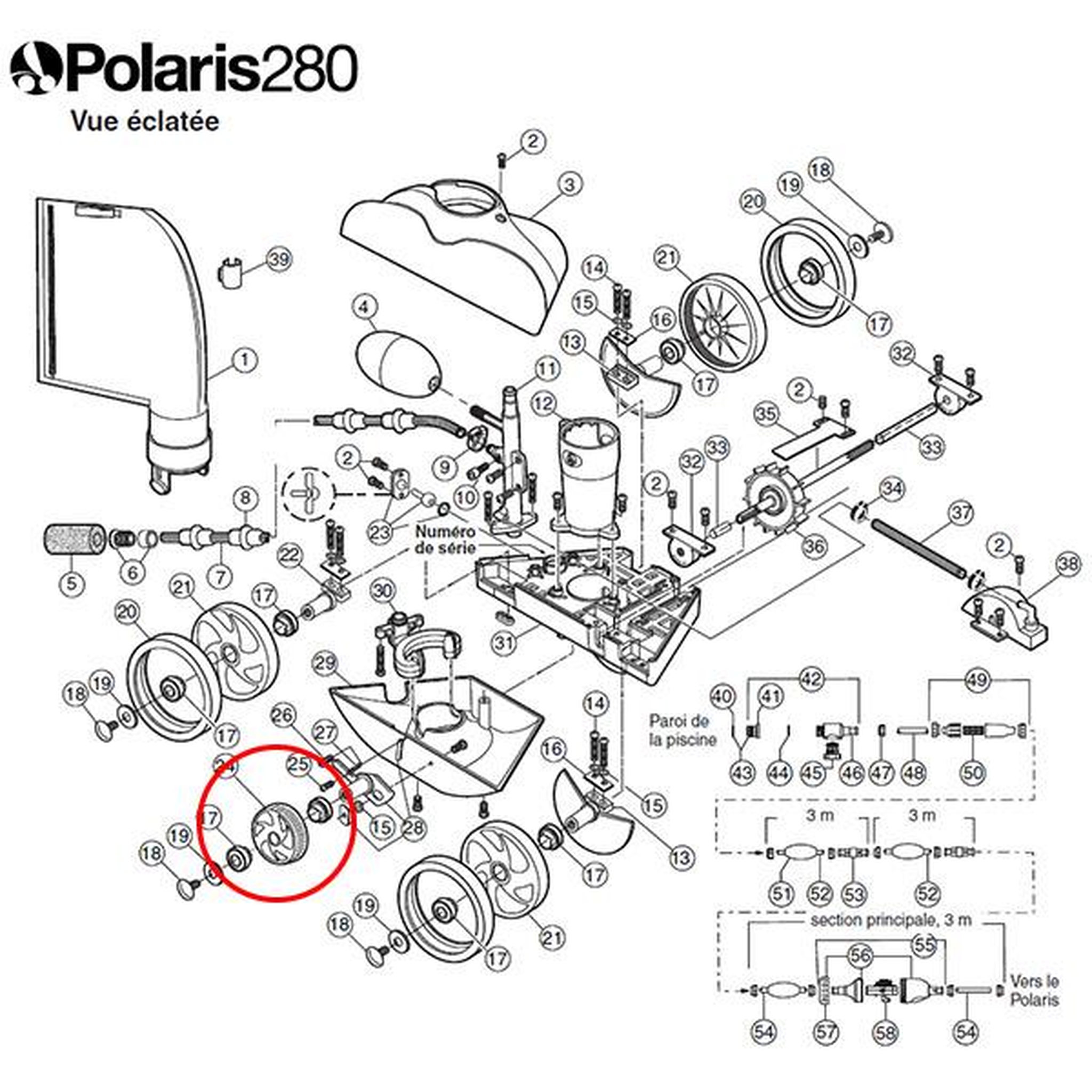 Voir la diapositive 2 : Polaris Petite roue dentelée blanche de rechange pour polaris 280 - c16