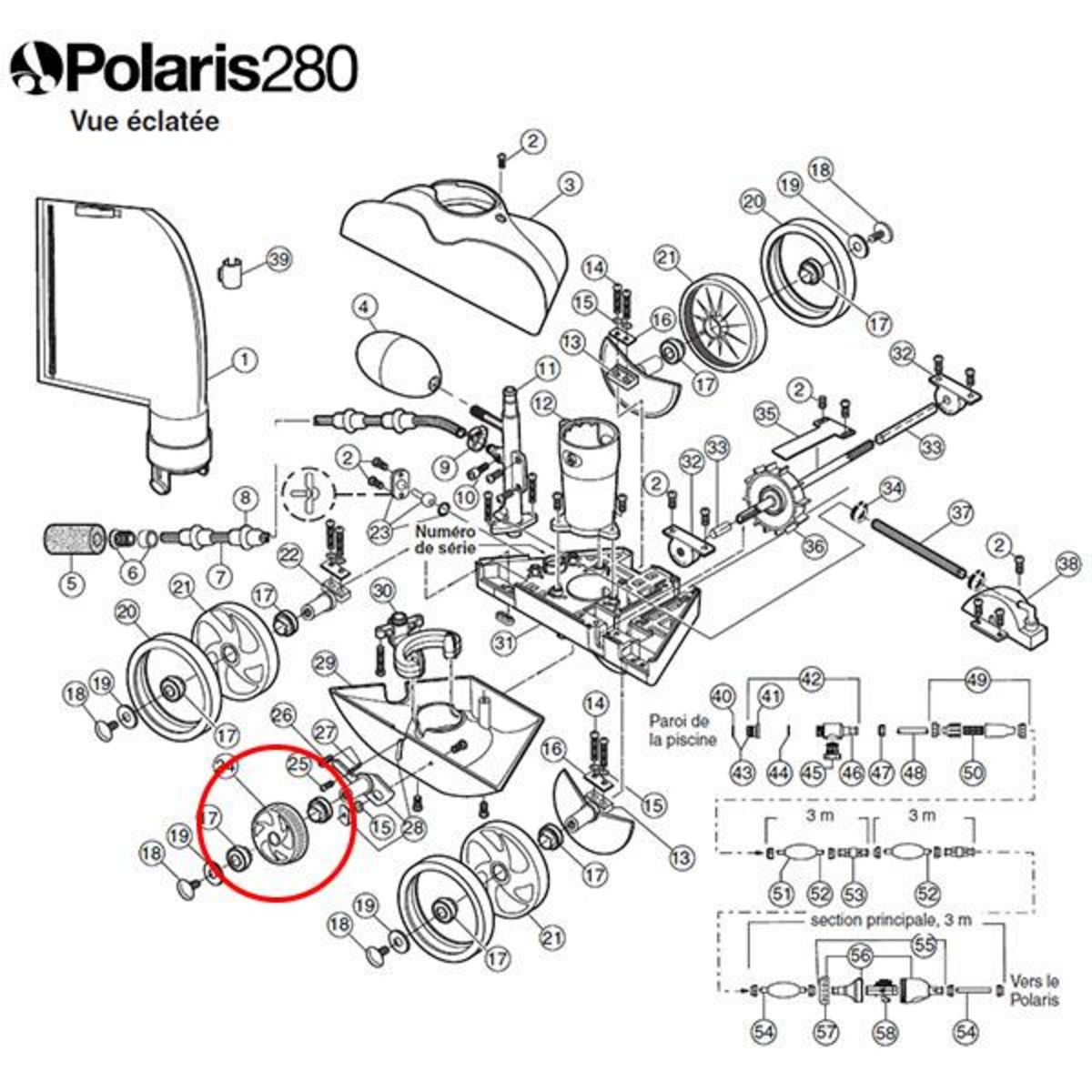 Polaris Petite roue dentelée blanche de rechange pour polaris 280 - c16