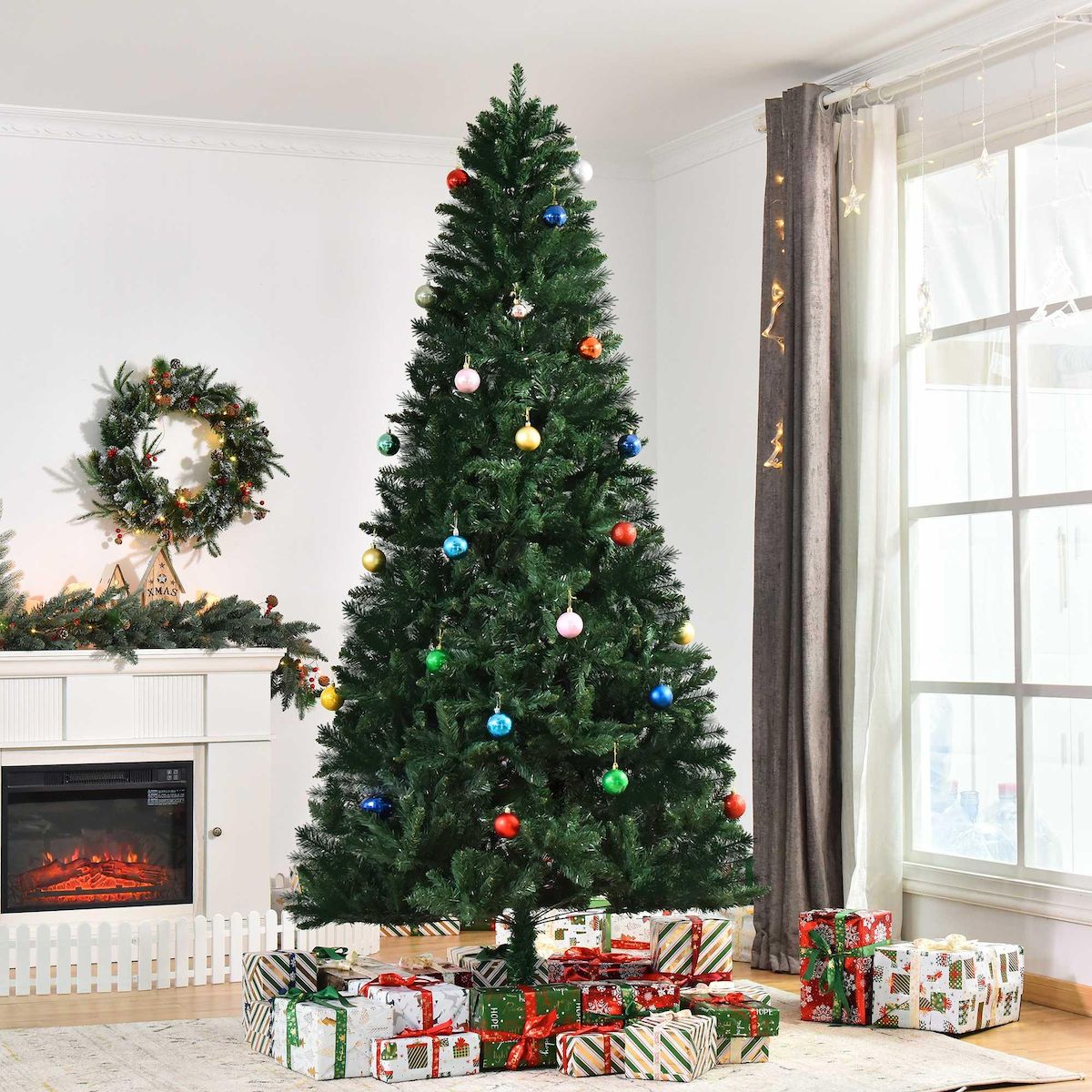 HOMCOM Sapin de Noël artificiel Ø 120 x 240H cm 1499 branches épines imitation Nordmann grand réalisme vert