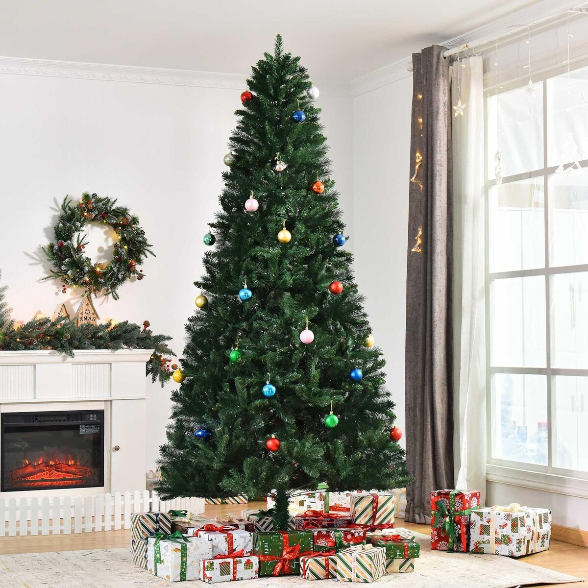HOMCOM Sapin de Noël artificiel Ø 120 x 240H cm 1499 branches épines imitation Nordmann grand réalisme vert