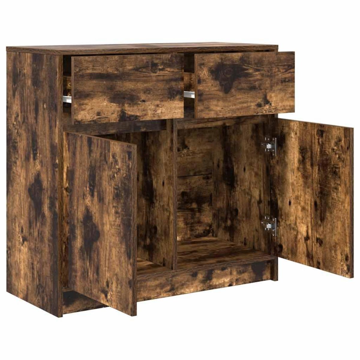 VIDAXL Buffet avec tiroir chene fume 80x34x76 cm bois d'ingenierie