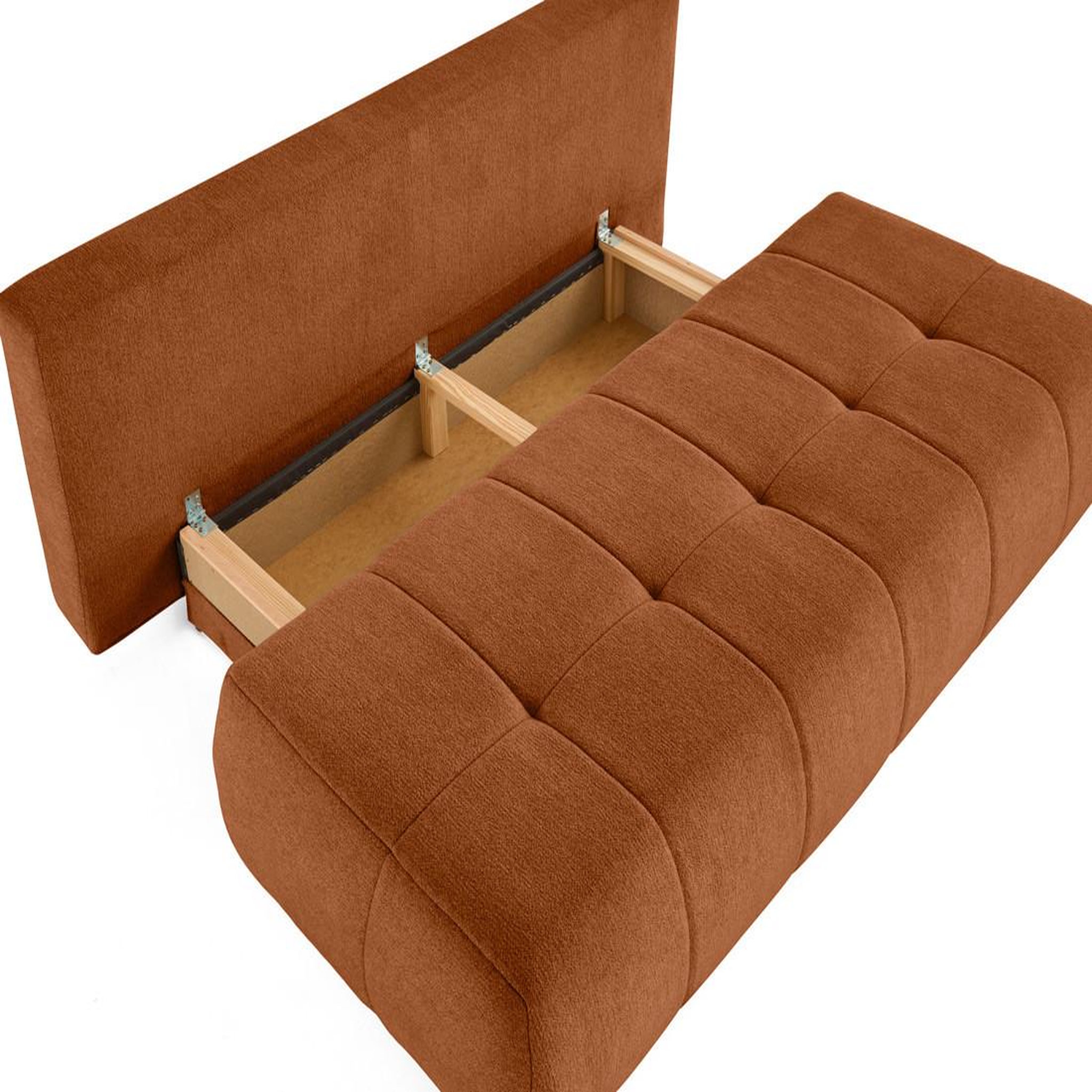 Voir la diapositive 3 : BEST MOBILIER Bowie - canapé 3 places convertible coffre + coussin rond inclus en tissu texturé