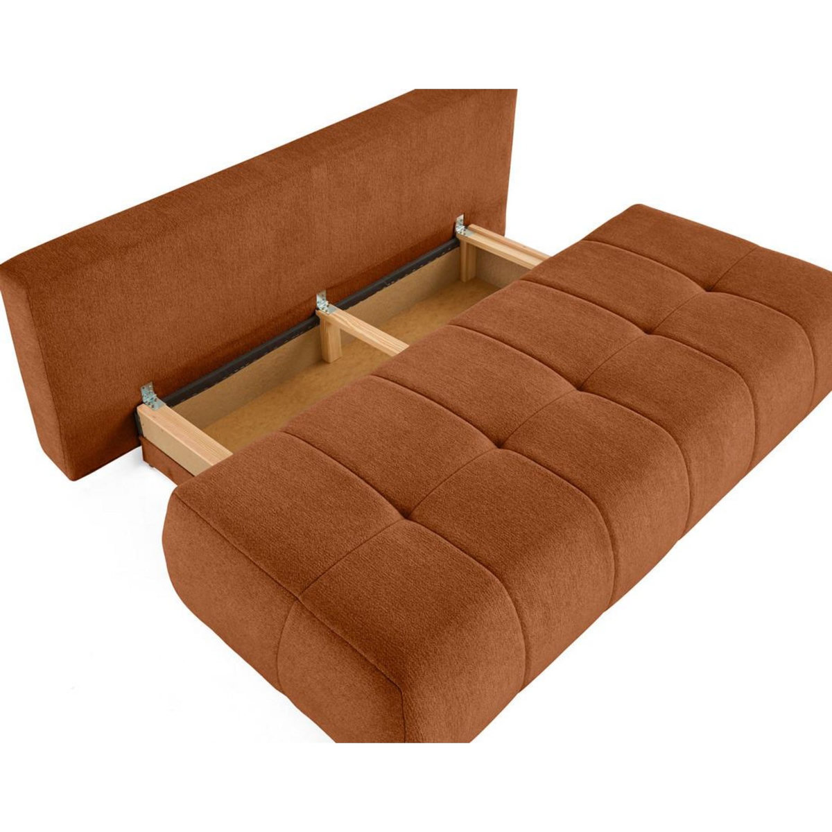 BEST MOBILIER Bowie - canapé 3 places convertible coffre + coussin rond inclus en tissu texturé
