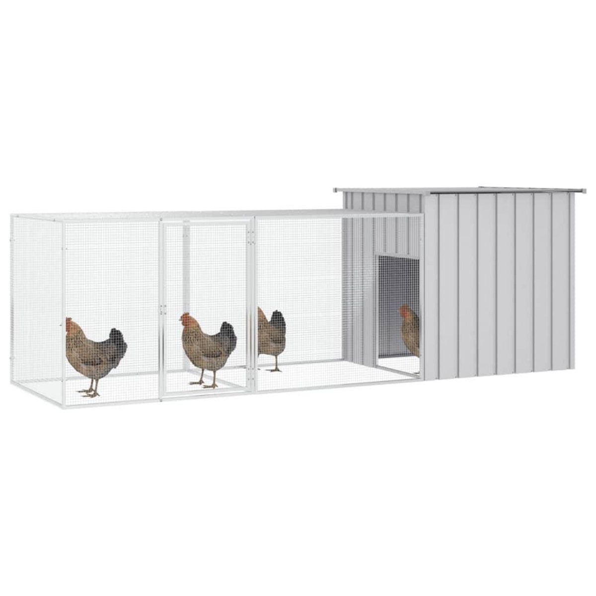 VIDAXL Cage pour poules Gris 300x91x100 cm Acier galvanise