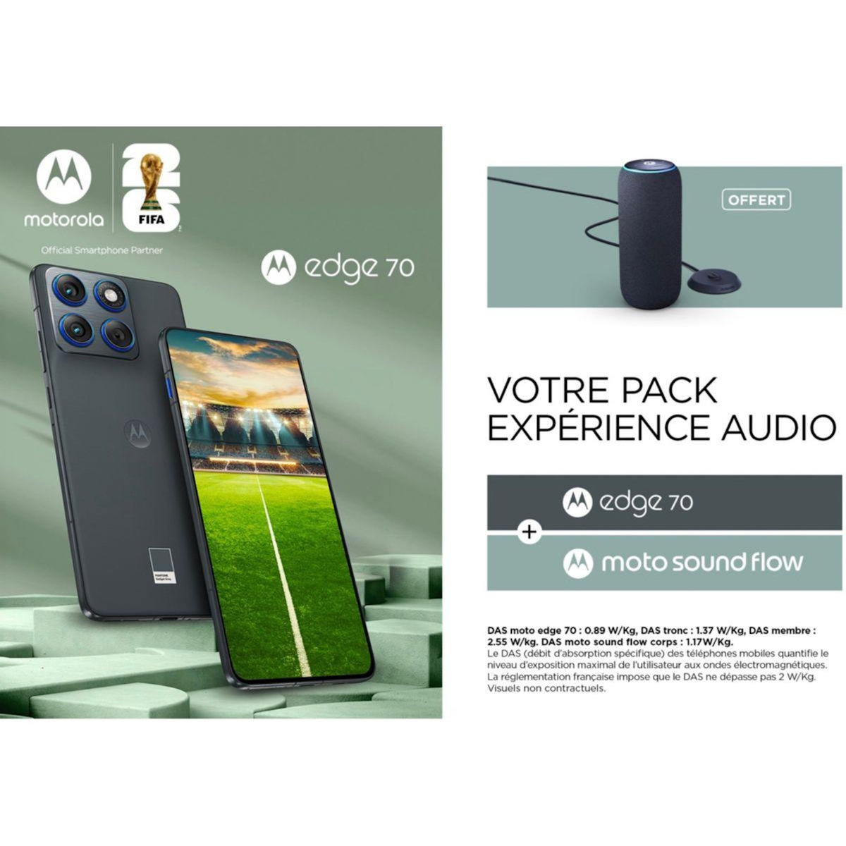 MOTOROLA Smartphone Pack Edge70 512Go Gris+Moto Sound Flow
