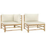 Voir la diapositive 1 : VIDAXL Salon de jardin 2 pcs avec coussins blanc creme Bambou