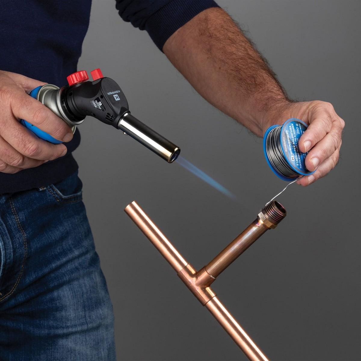 Kemper Chalumeau à gaz Multi-usages Soudure Brasage Cuisine + Cartouche de gaz butane 227gr KEMPER