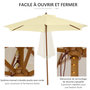 Voir la diapositive 5 : OUTSUNNY Outsunny Parasol droit hexagonal grande taille de jardin Ø 2,5 x 2,3H m bois de bambou crème