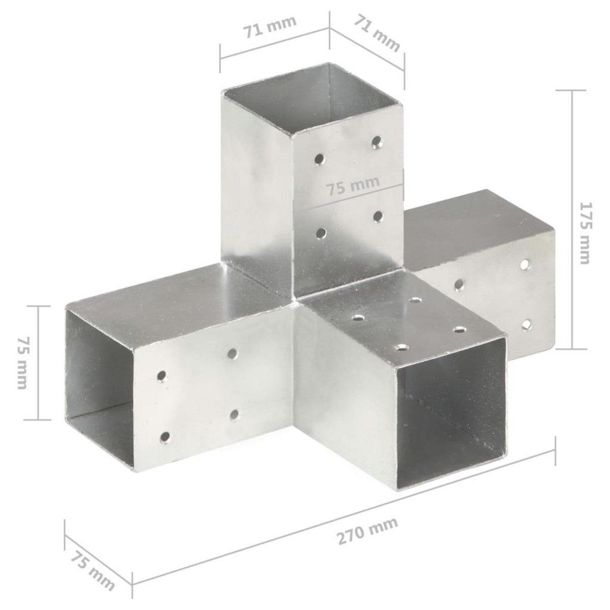 VIDAXL Connecteurs de poteau 4 pcs Forme en X Metal galvanise 71x71 mm