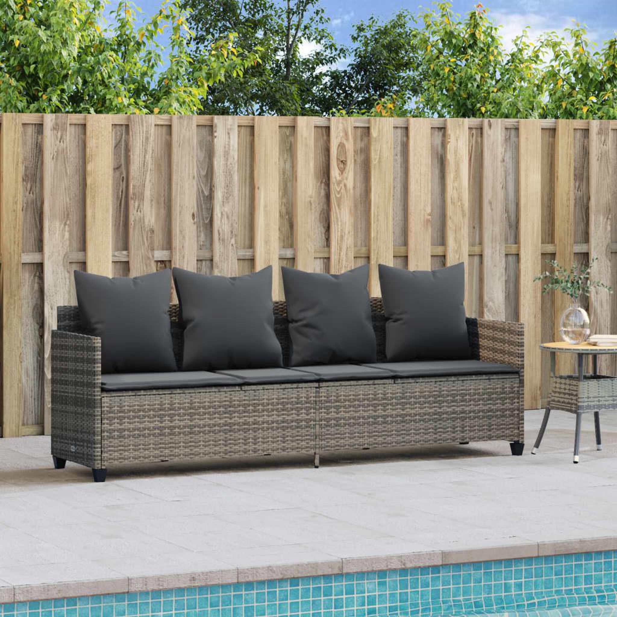 Voir la diapositive 3 : VIDAXL Chaise longue avec coussins gris resine tressee