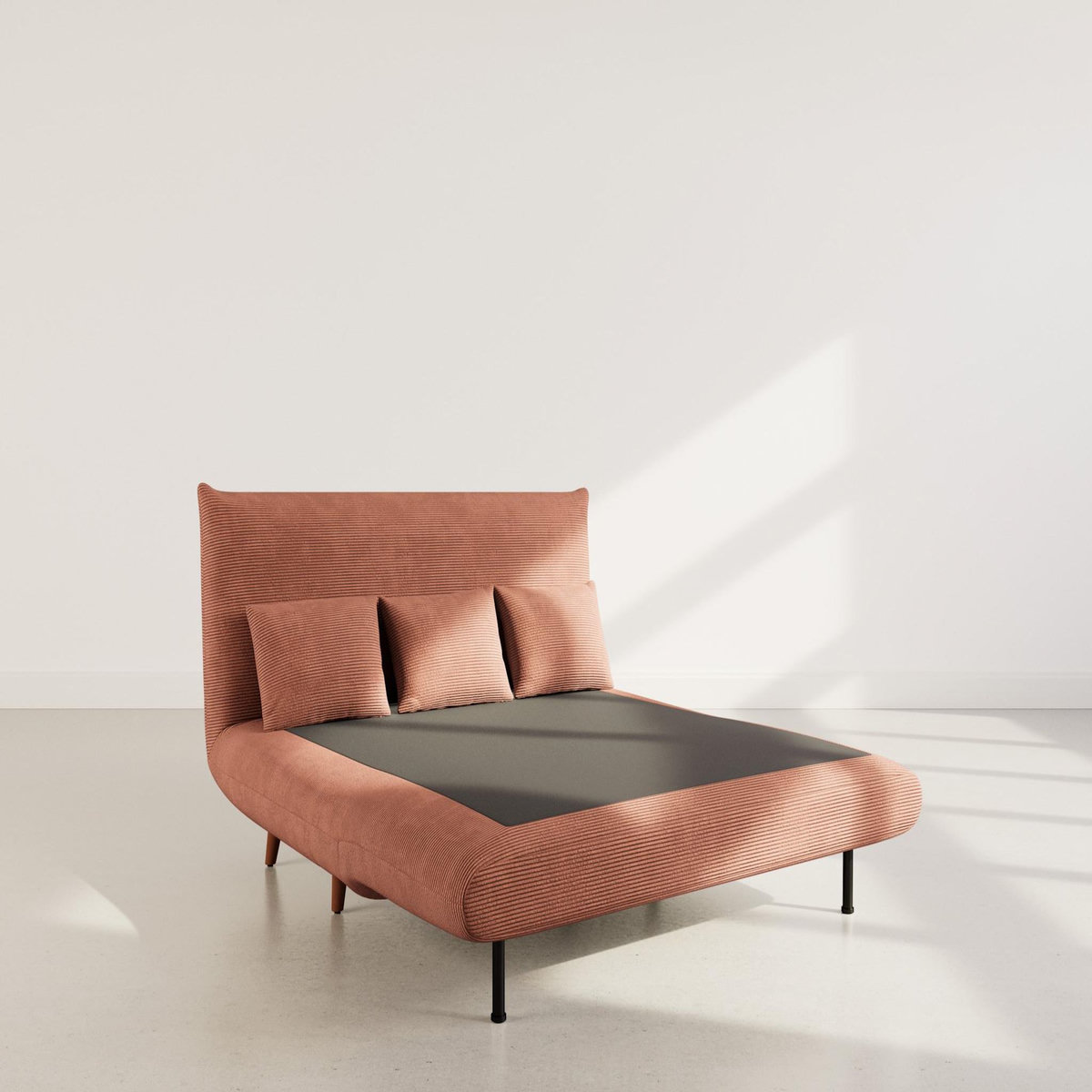 BEST MOBILIER Lumi - banquette convertible clic-clac 2 places en velours côtelé