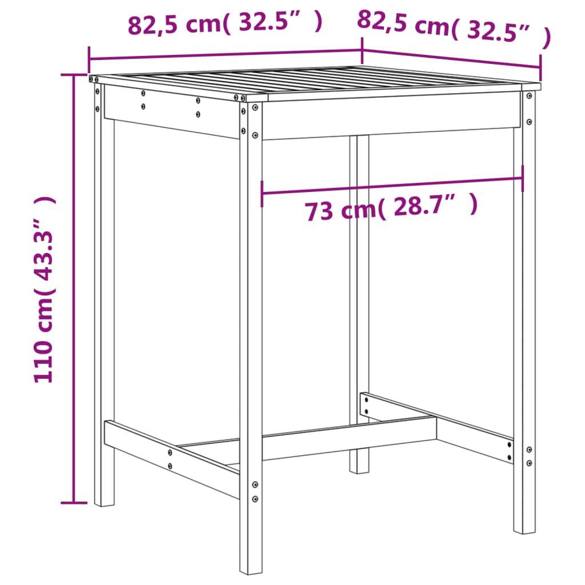 Voir la diapositive 6 : VIDAXL Ensemble de bar de jardin 3 pcs marron miel bois pin massif