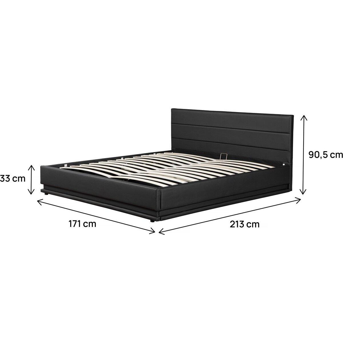 Habitat et Jardin Lit LED avec coffre  Anastasia  - 160 x 200 cm - Noir