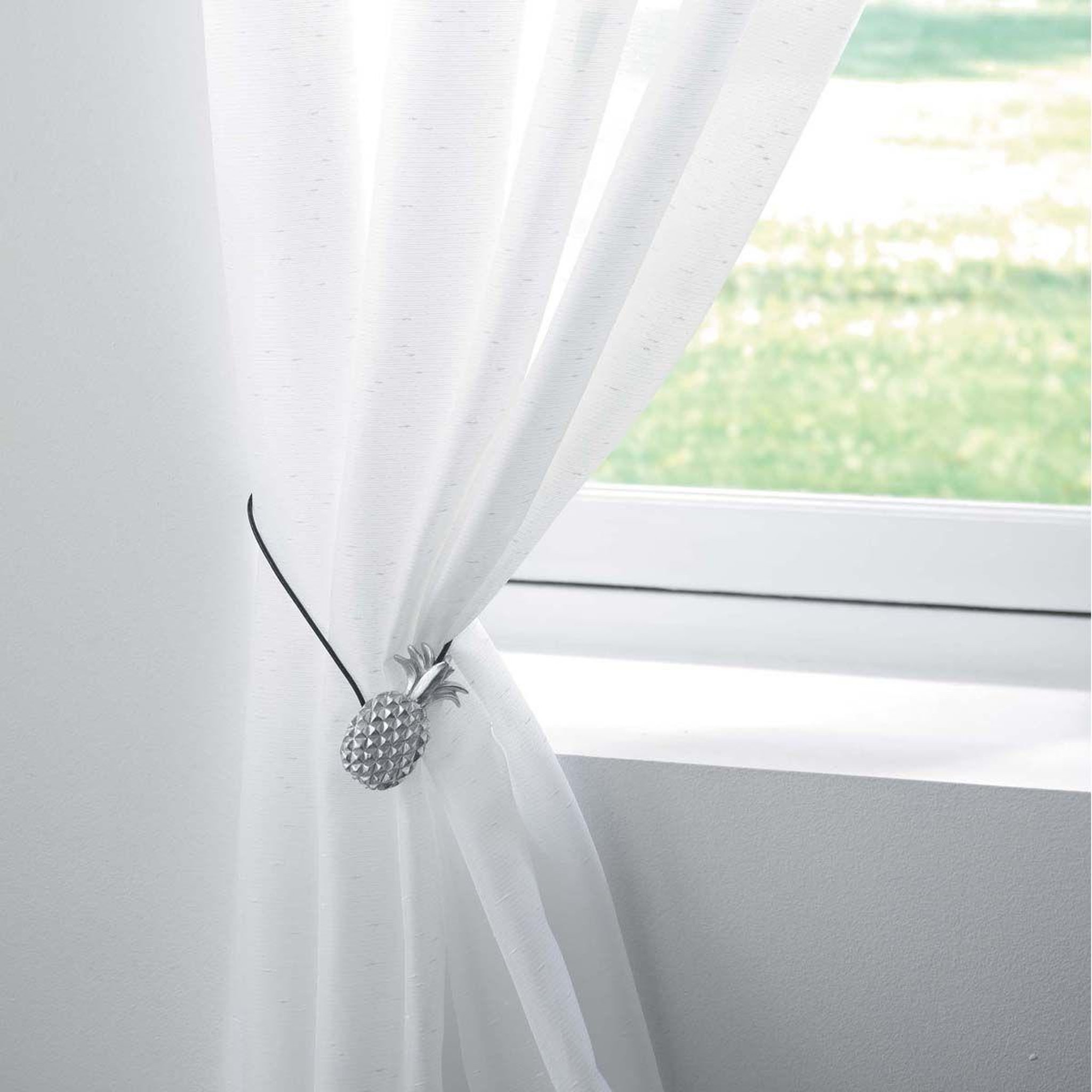 Voir la diapositive 3 : Douceur d'Intérieur Embrasse de rideau aimantée  lewis  42cm argent