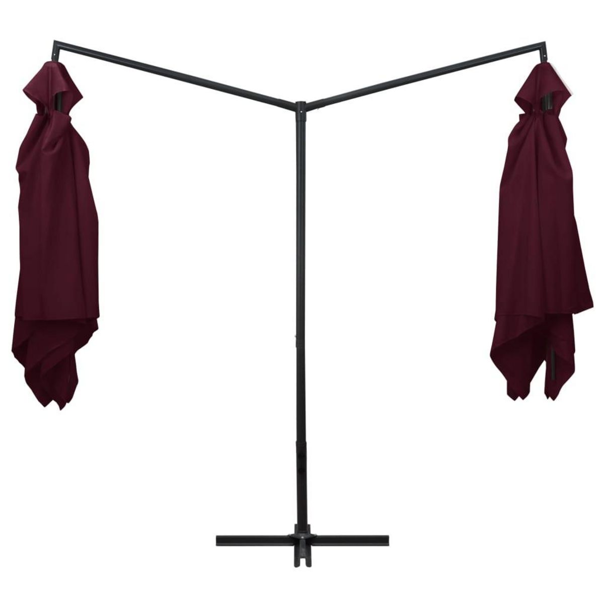 VIDAXL Parasol double avec mat en acier 250 x 250 cm Rouge bordeaux