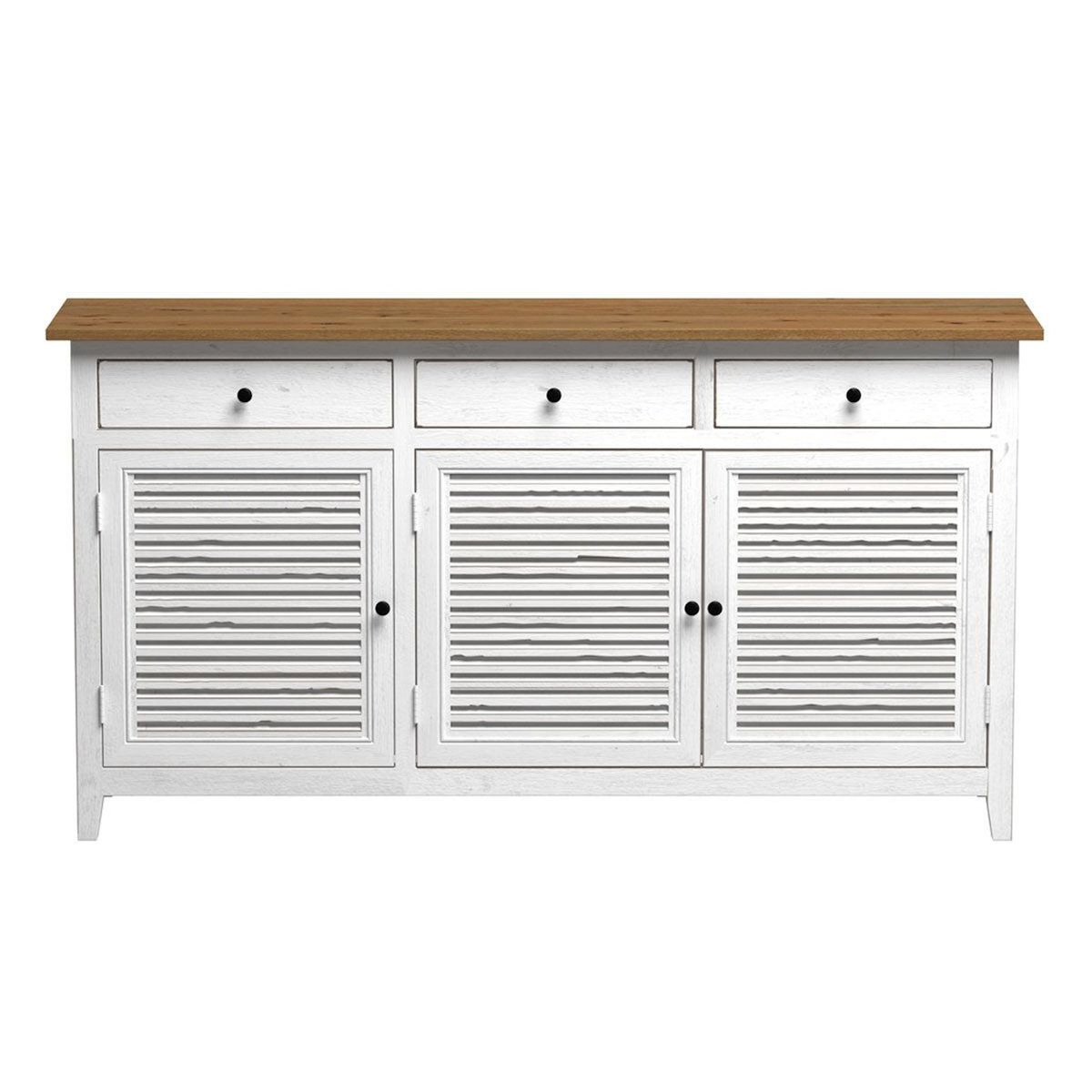 Rendez vous déco Buffet en bois recyclé blanc effet vieilli-Casa