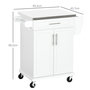 Voir la diapositive 3 : HOMCOM Chariot de service desserte de cuisine à roulettes îlot de cuisine - placard 2 portes, étagères, range couverts et condiments latéral - plateau acier inox. bois