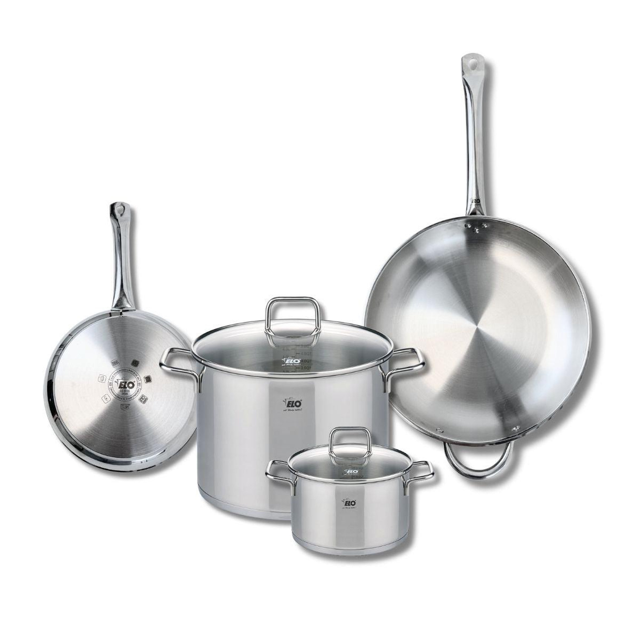 ELO Ensemble de 2 poêles de cuisson 24 et 32 cm et 2 faitouts 16 et 26 cm elo profi citrin
