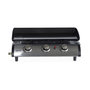 Voir la diapositive 6 : SWEEEK Plancha au gaz 3 brûleurs sur chariot - Porthos - 7.55kW. plancha à gaz avec desserte . cuisine extérieure. plaque émaillée. inox. barbecue