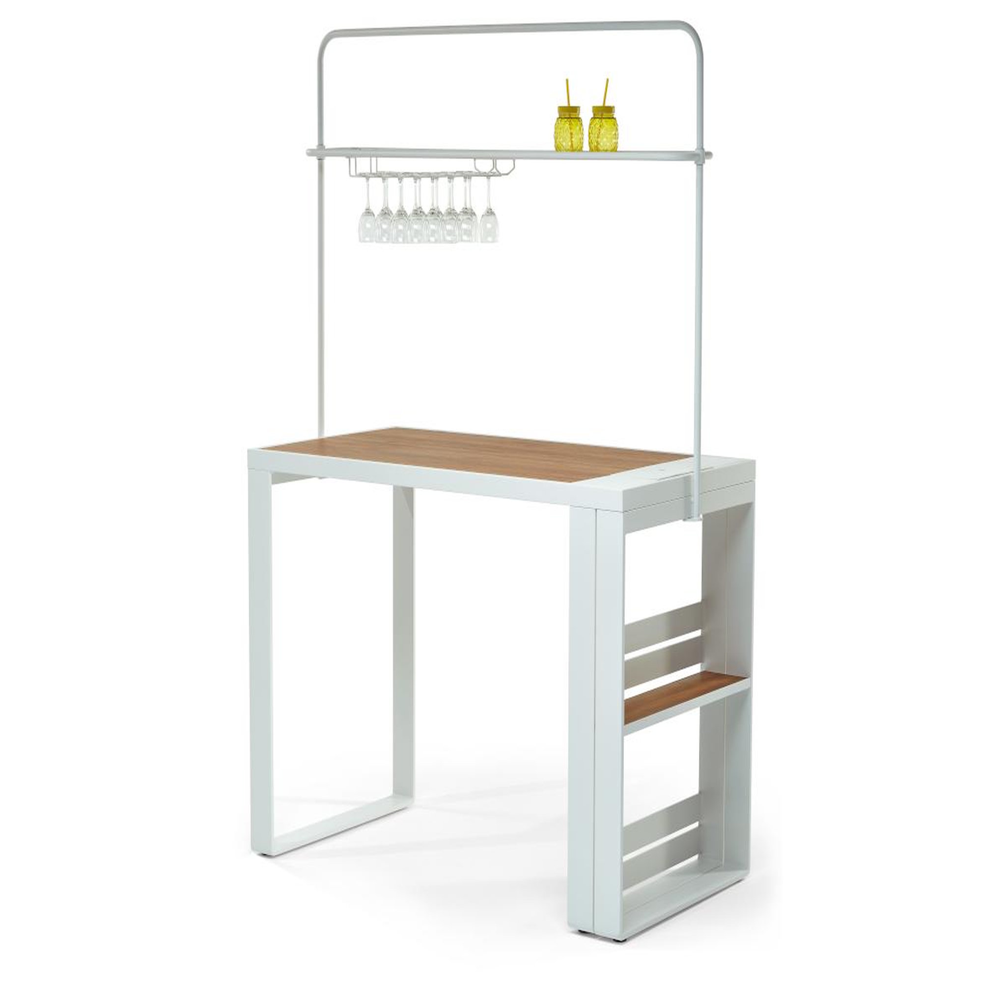Voir la diapositive 3 : Jardiline Ensemble table de bar cannes + 4 tabourets empilables - jardiline