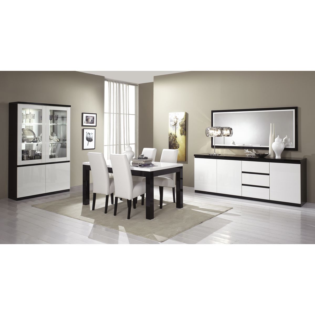 Vitrine 4 portes L115cm GENOVA, bicolore