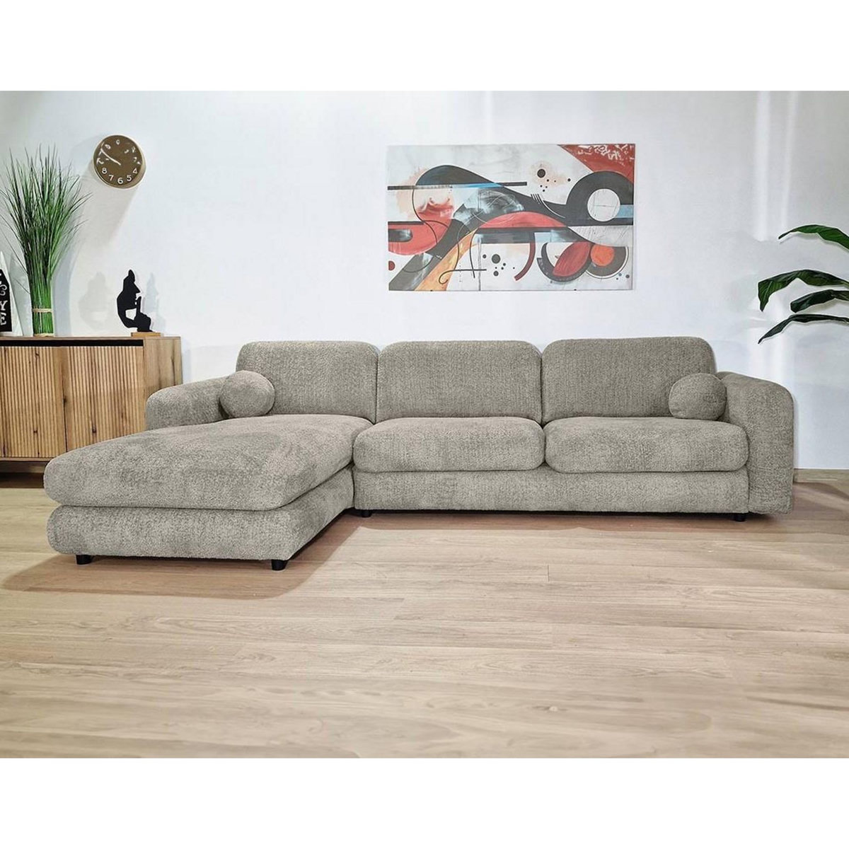 LISA DESIGN Rachel - canapé d'angle gauche 4 places en tissu bouclette